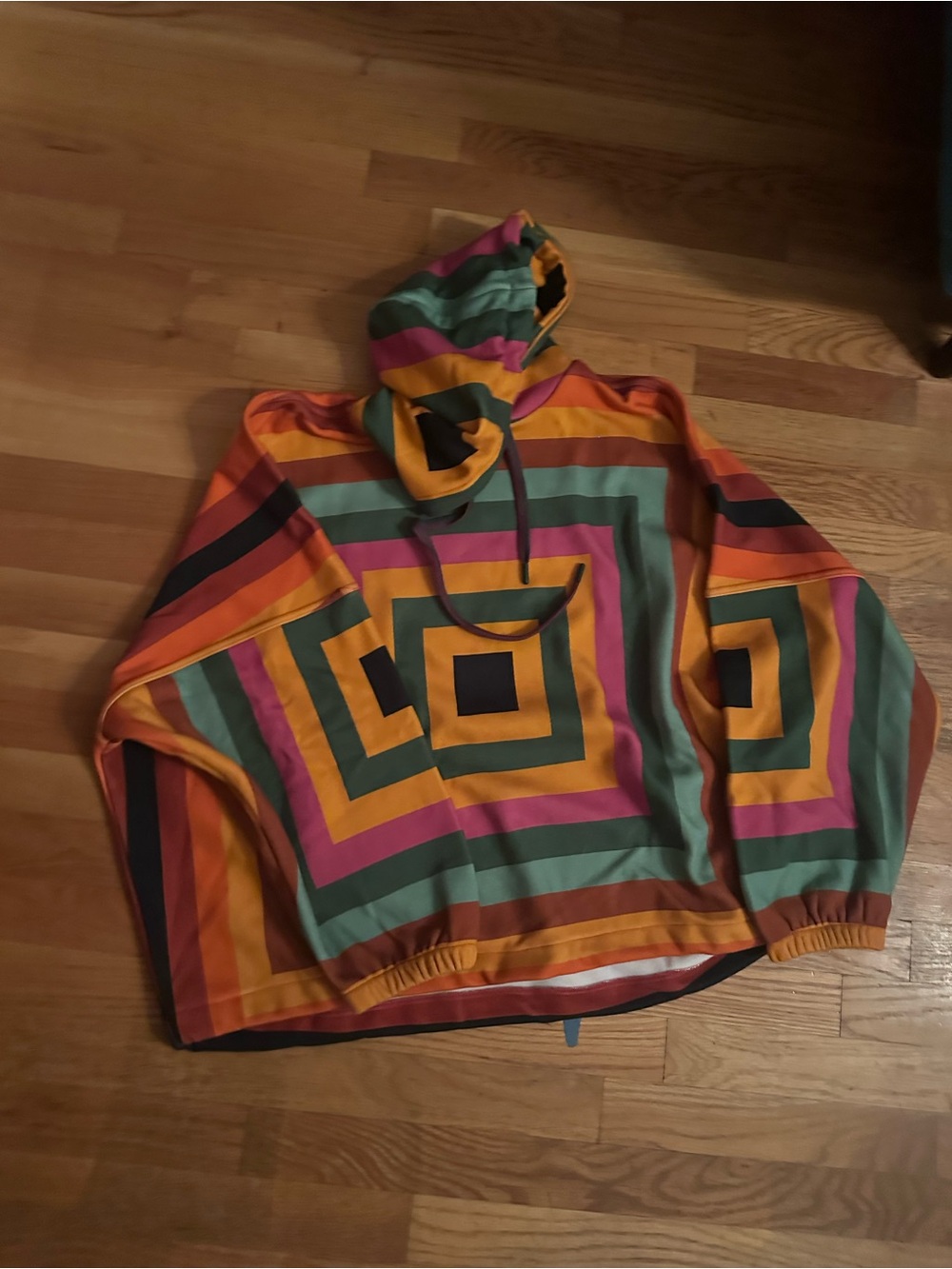 Women’s Farm Rio Multicolor Striped Hoodie Sweater - Casual Geometric Design